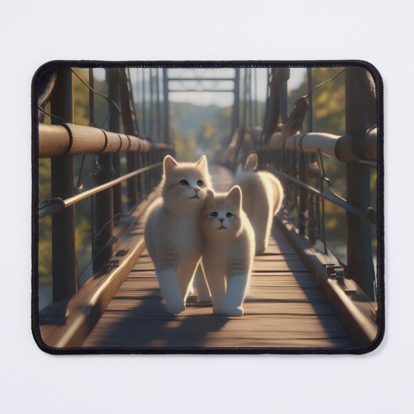 Item preview, Two Fluffy Kittens Walking Together on Bridge designed and sold by CASASIS_MERCH.
