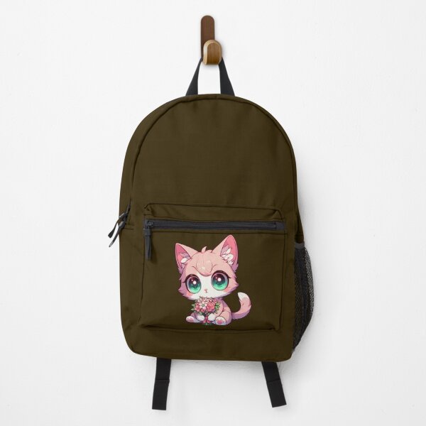 Item preview, Cute Pink Kitty with Flowers – Kawaii Anime Cat designed and sold by SweetLilith.