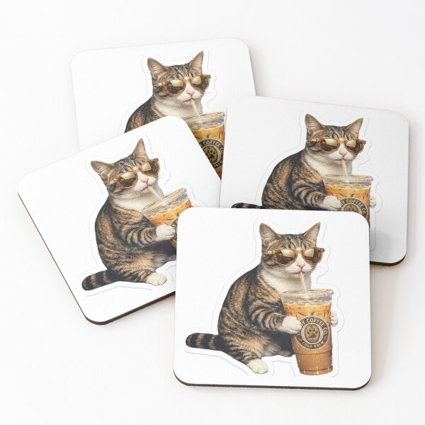 Item preview, Cool Cat Drinking Iced Coffee designed and sold by Mad World Creations.