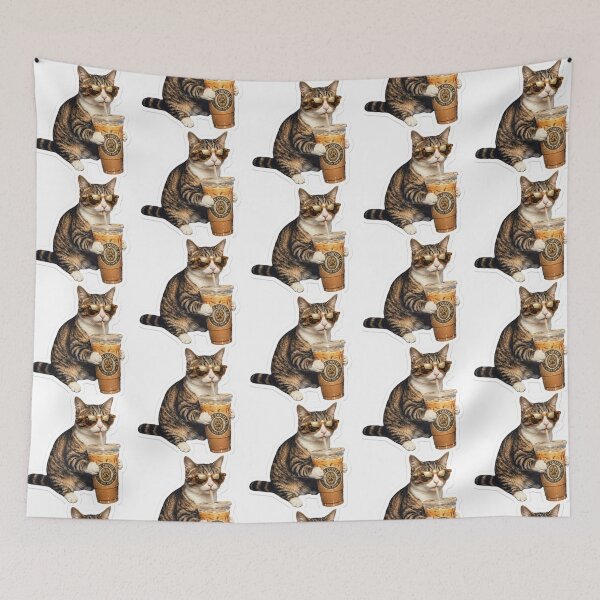 Item preview, Cool Cat Drinking Iced Coffee designed and sold by Mad World Creations.
