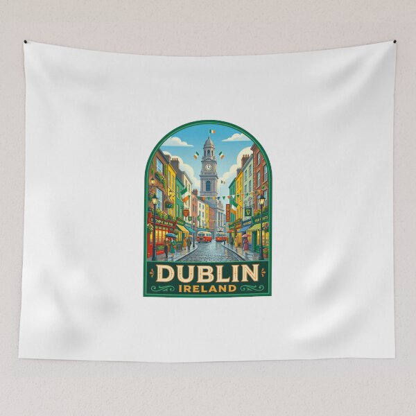 Item preview, Vintage Dublin Ireland Travel Poster | Retro Irish City Wall Art  designed and sold by andres felipe  Guevara Rincon.