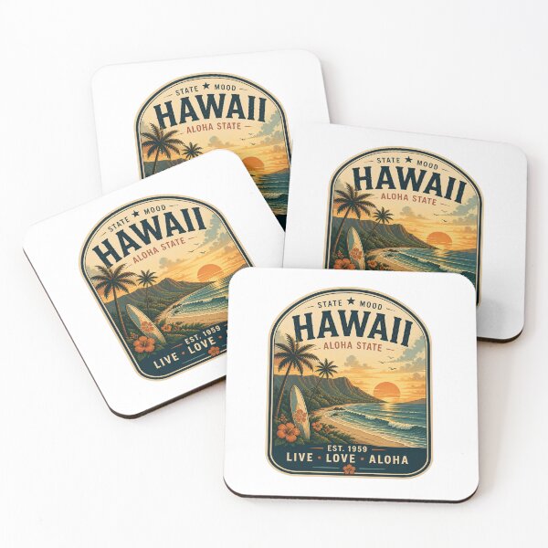 Item preview, Vintage Hawaii Sunset Surf Retro Design designed and sold by StateMoodDesigns.