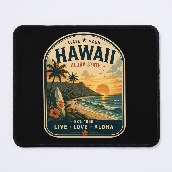 Item preview, Vintage Hawaii Sunset Surf Retro Design designed and sold by StateMoodDesigns.