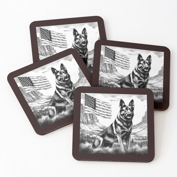 Item preview, Patriotic German Shepherd American Flag Art designed and sold by inkoutninja.