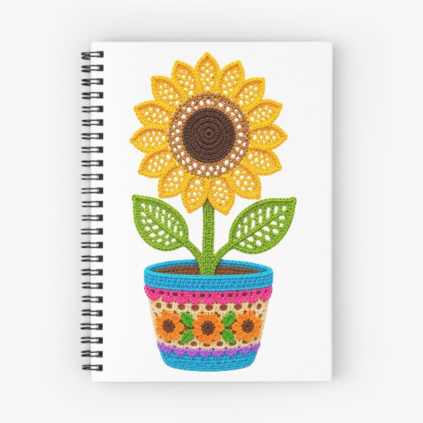 Item preview, Retro Crochet-Style Sunflower Vibrant Pot Print Shapes Mania designed and sold by Shapes-Mania.