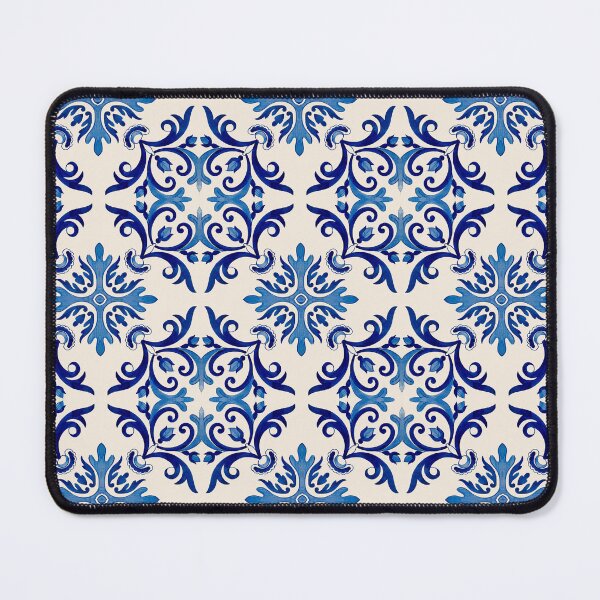 Item preview, Vintage-inspired Blue White Azulejo Tile Floral Pattern Lisbon Portuguese Decorative Ceramic Motif designed and sold by WheresMyMojo.