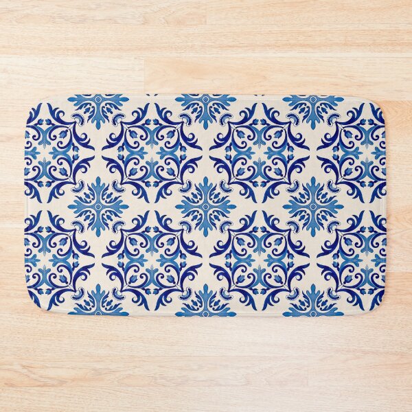 Item preview, Vintage-inspired Blue White Azulejo Tile Floral Pattern Lisbon Portuguese Decorative Ceramic Motif designed and sold by WheresMyMojo.
