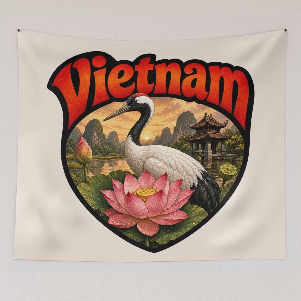 Item preview, Vietnam Crane and Lotus Flower designed and sold by Myra365Art.