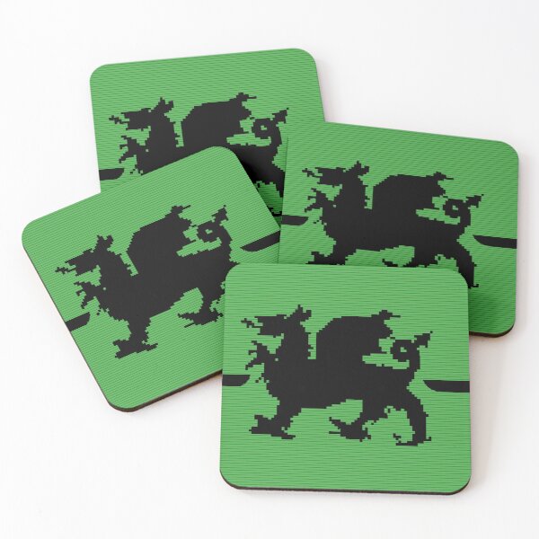 Item preview, Welsh Dragon - Black on green designed and sold by MoMoJaJa.