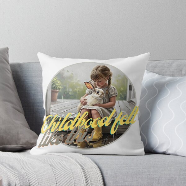 Item preview, Childhood Felt Like This: Girl with Bunny in the Rain designed and sold by InfinitePawBond.