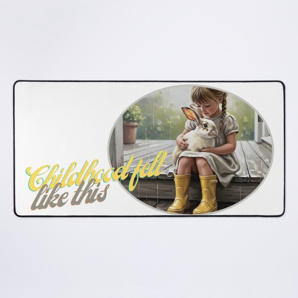 Item preview, Childhood Felt Like This: Girl with Bunny in the Rain designed and sold by InfinitePawBond.