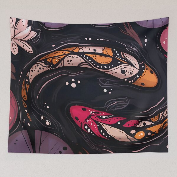 Item preview, Zen Yin Yang Koi Fish Lotus Illustration designed and sold by LuminousFoundry.