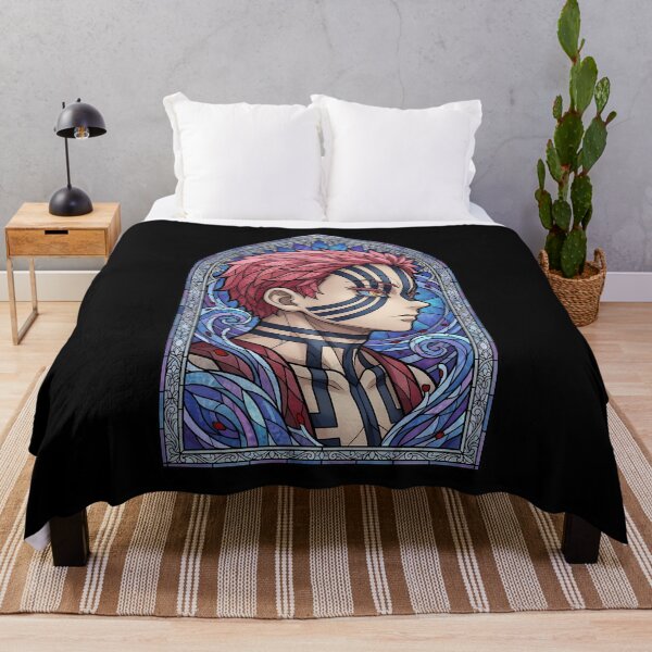Item preview, Akaza Demon Slayer Blue Wave Stained Glass Portrait designed and sold by mildaclairmo.