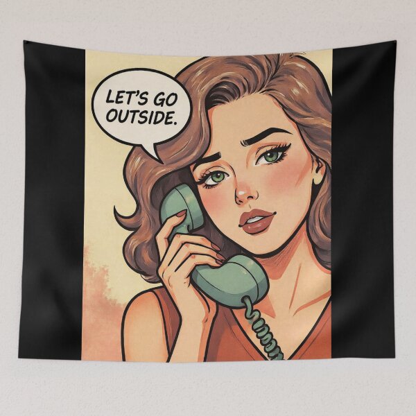 Item preview, Let’s Go Outside Pop Art Girl – Vintage Style designed and sold by SabraDD.