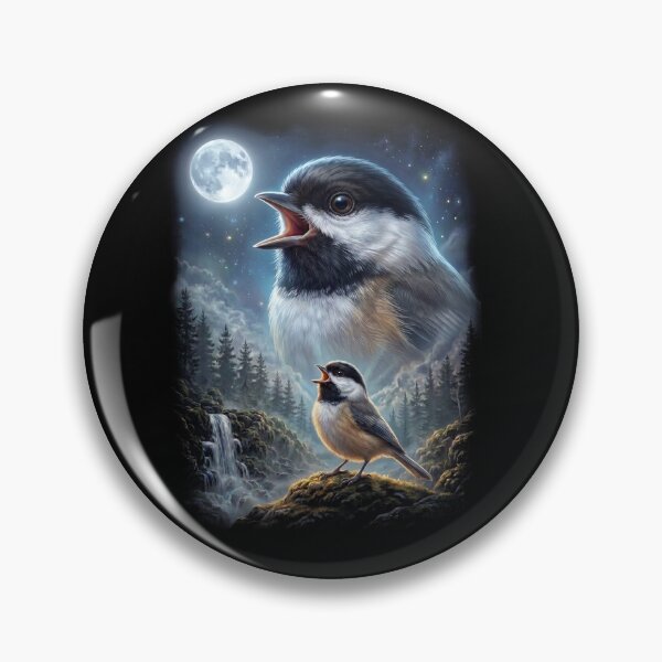 Item preview, Funny Chickadee Howling Moon Art Bird Lover Birding designed and sold by DoodleTortle.