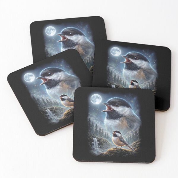 Item preview, Funny Chickadee Howling Moon Art Bird Lover Birding designed and sold by DoodleTortle.