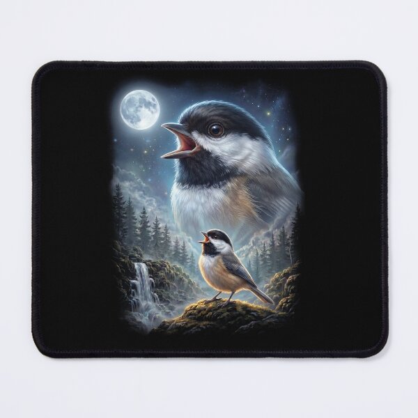 Item preview, Funny Chickadee Howling Moon Art Bird Lover Birding designed and sold by DoodleTortle.