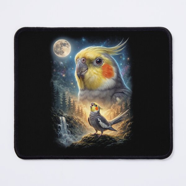 Item preview, Funny Cockatiel Howling Moon Art Parrot Lover designed and sold by DoodleTortle.