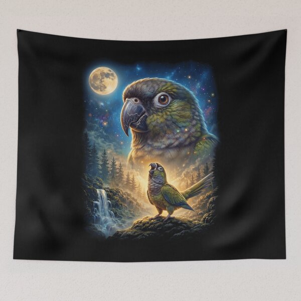 Item preview, Funny Dusky Conure Howling Moon Art Parrot Lover designed and sold by DoodleTortle.