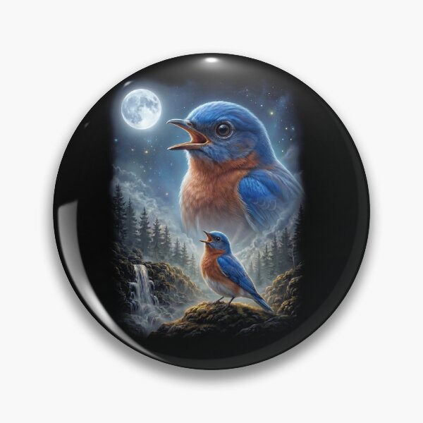 Item preview, Funny Eastern Bluebird Howling Moon Art Bird Lover Birding designed and sold by DoodleTortle.