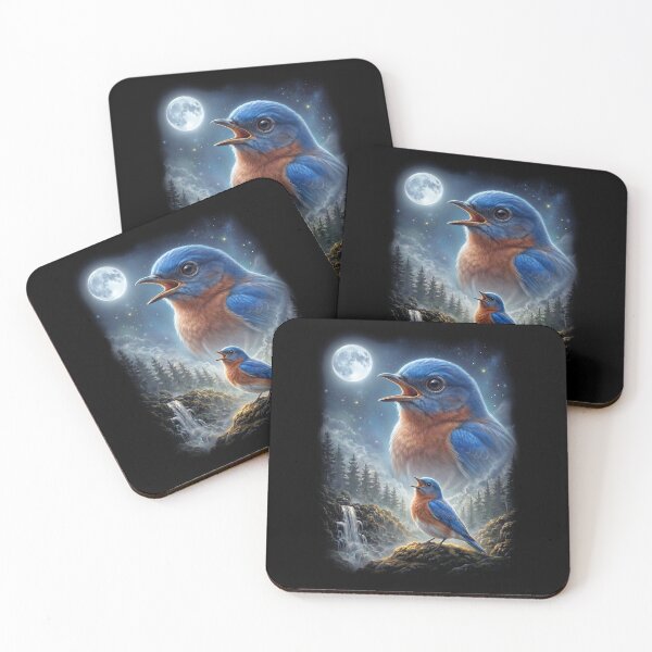 Item preview, Funny Eastern Bluebird Howling Moon Art Bird Lover Birding designed and sold by DoodleTortle.