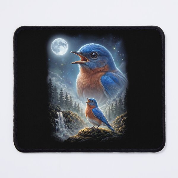 Item preview, Funny Eastern Bluebird Howling Moon Art Bird Lover Birding designed and sold by DoodleTortle.