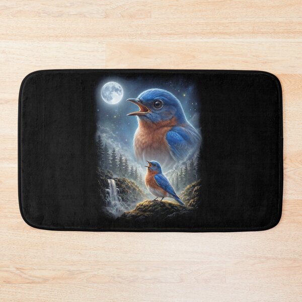 Item preview, Funny Eastern Bluebird Howling Moon Art Bird Lover Birding designed and sold by DoodleTortle.