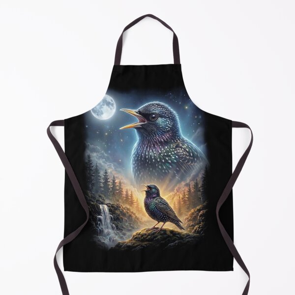 Item preview, Funny European Starling Howling Moon Art Bird Lover Birding designed and sold by DoodleTortle.