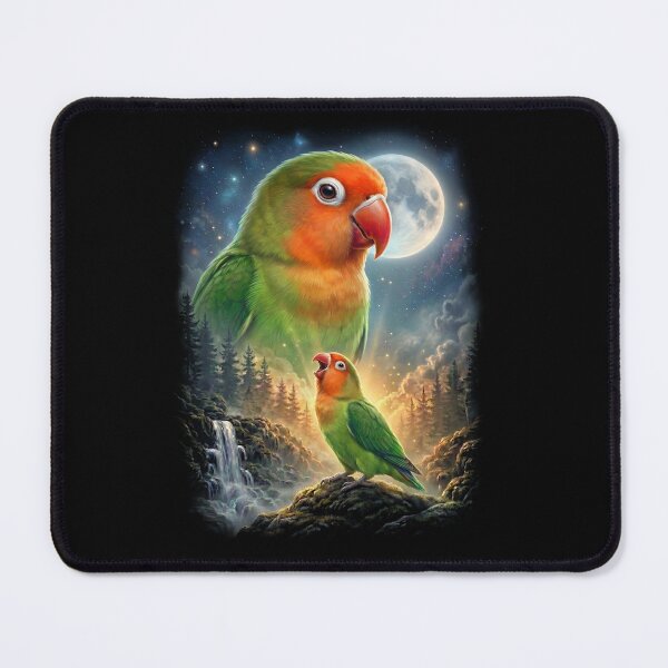 Item preview, Funny Fischer's Lovebird Howling Moon Art Parrot Lover designed and sold by DoodleTortle.