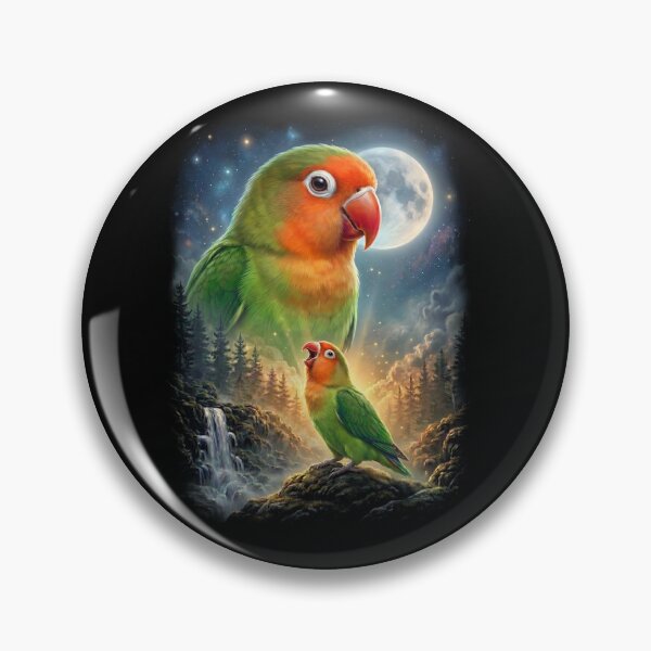 Item preview, Funny Fischer's Lovebird Howling Moon Art Parrot Lover designed and sold by DoodleTortle.