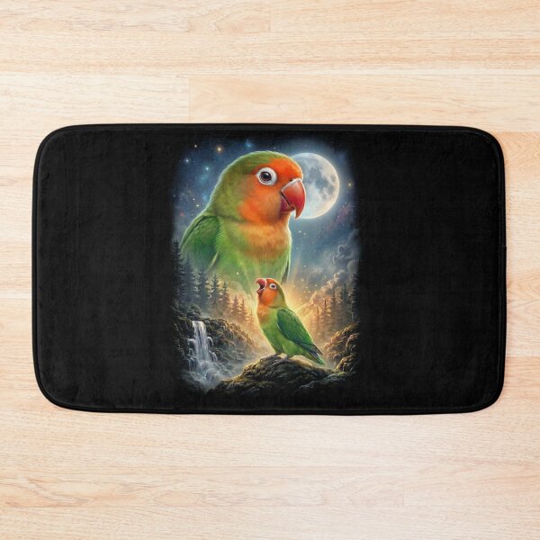 Item preview, Funny Fischer's Lovebird Howling Moon Art Parrot Lover designed and sold by DoodleTortle.