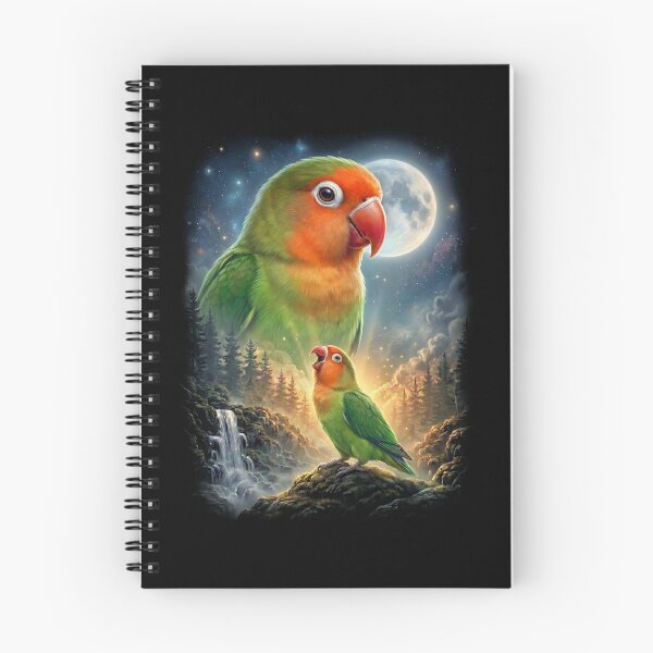 Item preview, Funny Fischer's Lovebird Howling Moon Art Parrot Lover designed and sold by DoodleTortle.