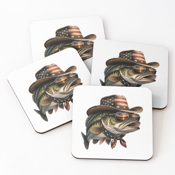 Item preview, Patriotic Bass Fishing 4th of July, American Flag Fish Cowboy Hat Funny Fisherman Gift designed and sold by CCChillingfrog.