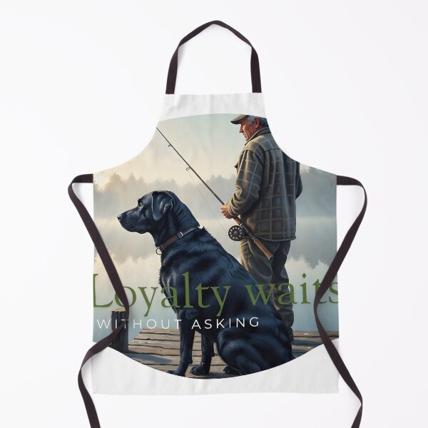 Item preview, Loyalty Waits: Black Labrador and Fisherman at the Lake designed and sold by InfinitePawBond.