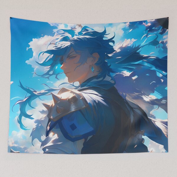 Item preview, Kaeya Genshin Impact Blue Sky Petals Cool Pose Anime Boy designed and sold by TanglenRabbit.