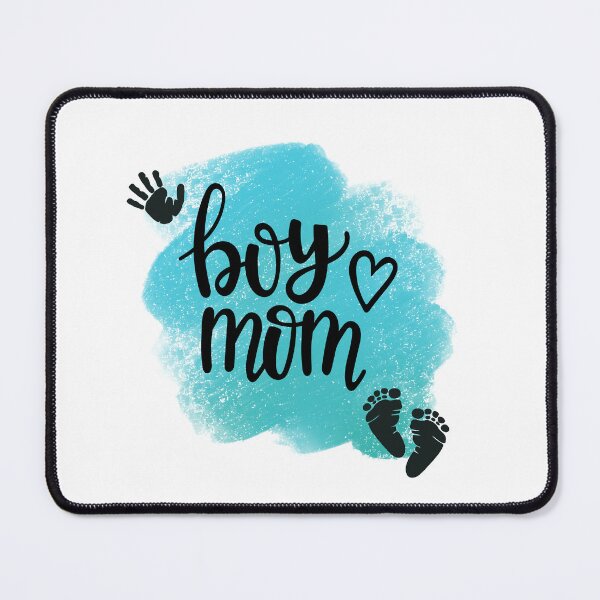 Item preview, Boy Mom with Hand & Footprints & Teal Background designed and sold by jeweleddesigns.