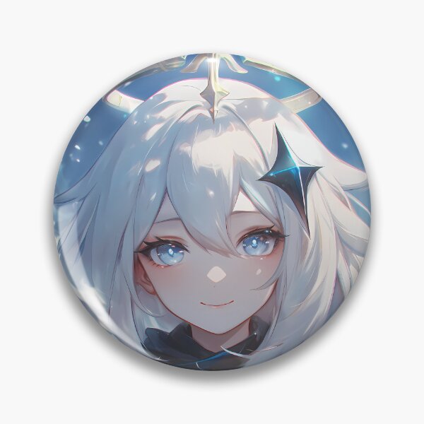 Item preview, Paimon Genshin Impact Winter Snow Cute Halo Blue Sparkle designed and sold by TanglenRabbit.