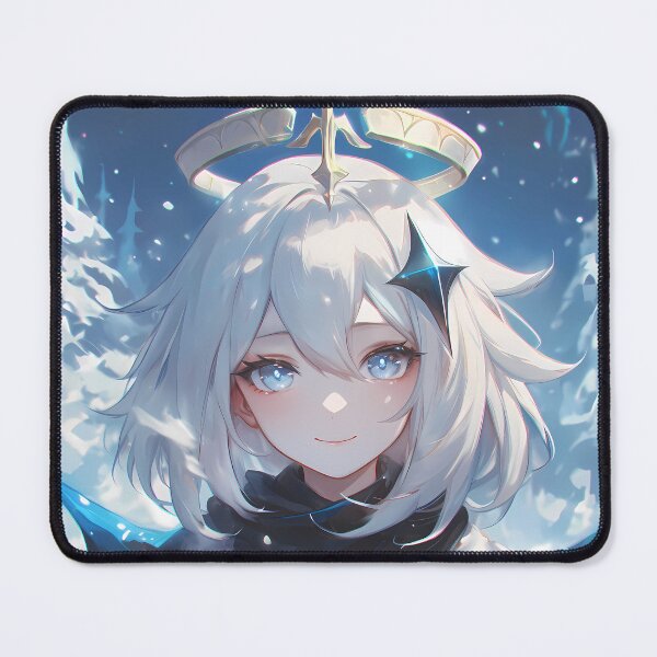 Item preview, Paimon Genshin Impact Winter Snow Cute Halo Blue Sparkle designed and sold by TanglenRabbit.
