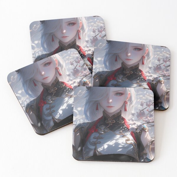 Item preview, Shenhe Genshin Impact White Hair Blossom Silence Frost Elegance designed and sold by TanglenRabbit.
