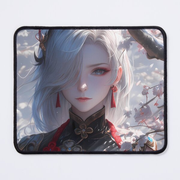 Item preview, Shenhe Genshin Impact White Hair Blossom Silence Frost Elegance designed and sold by TanglenRabbit.