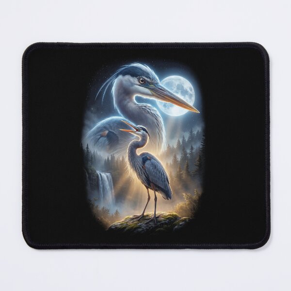 Item preview, Funny Great Blue Heron Howling Moon Art Bird Lover Birding designed and sold by DoodleTortle.