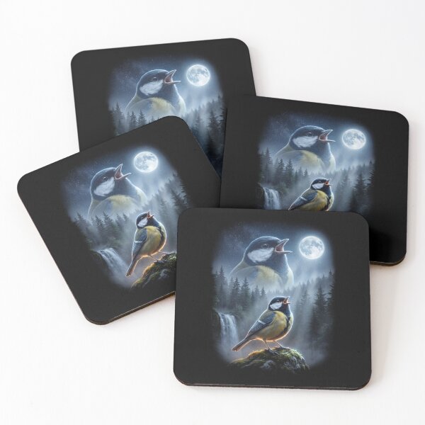 Item preview, Funny Great Tit Howling Moon Art Bird Lover Birding designed and sold by DoodleTortle.