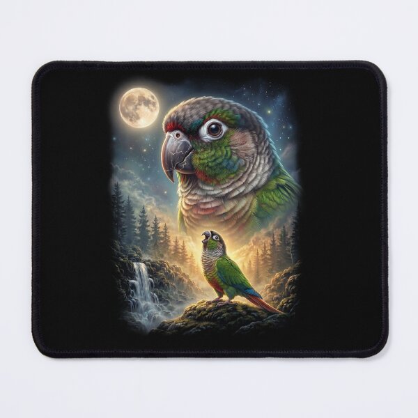 Item preview, Funny Green Cheek Conure Howling Moon Art Parrot Lover designed and sold by DoodleTortle.
