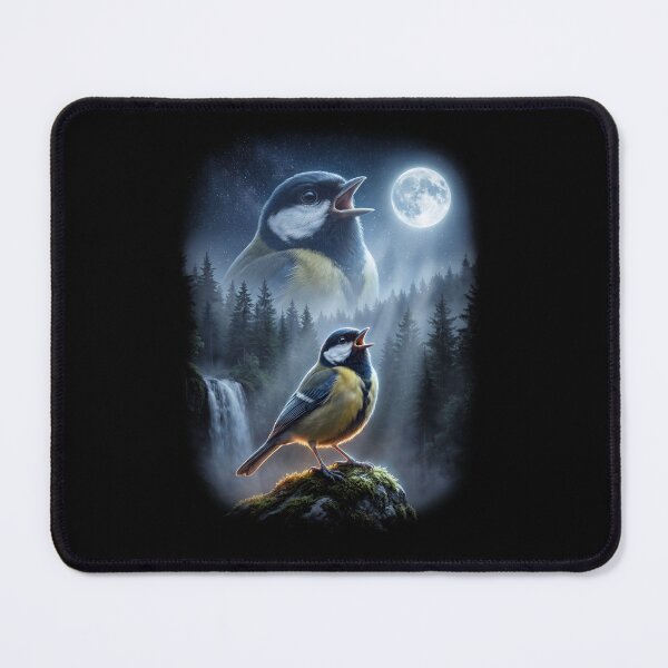 Item preview, Funny Great Tit Howling Moon Art Bird Lover Birding designed and sold by DoodleTortle.