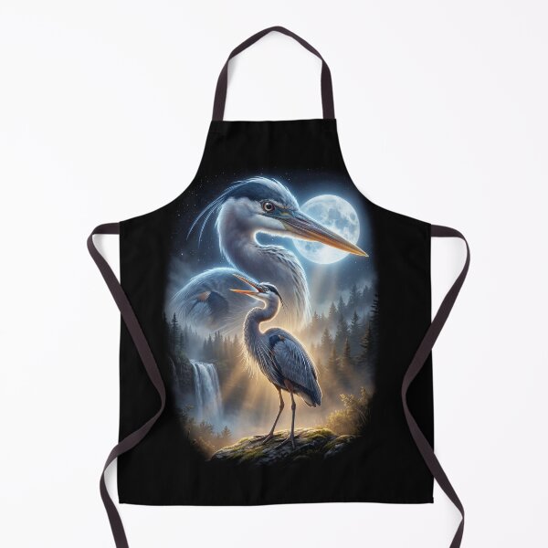 Item preview, Funny Great Blue Heron Howling Moon Art Bird Lover Birding designed and sold by DoodleTortle.