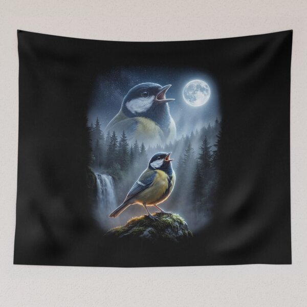Item preview, Funny Great Tit Howling Moon Art Bird Lover Birding designed and sold by DoodleTortle.
