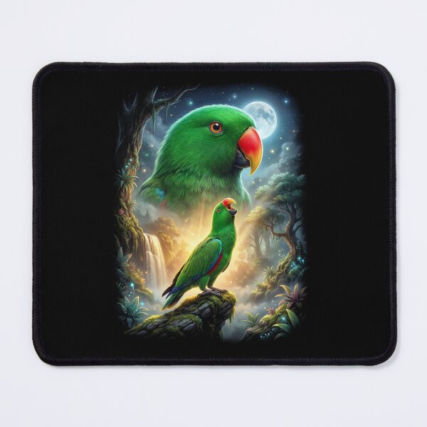 Item preview, Funny Green Eclectus Howling Moon Art Parrot Lover designed and sold by DoodleTortle.
