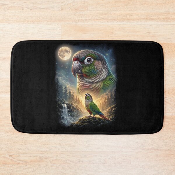 Item preview, Funny Green Cheek Conure Howling Moon Art Parrot Lover designed and sold by DoodleTortle.