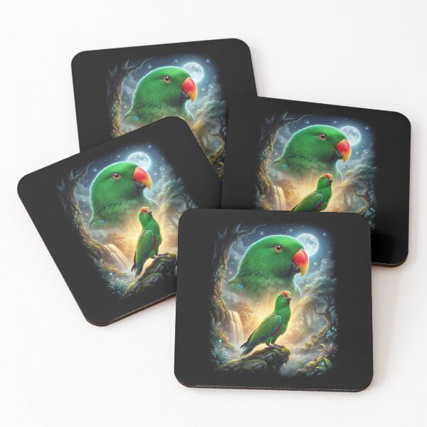 Item preview, Funny Green Eclectus Howling Moon Art Parrot Lover designed and sold by DoodleTortle.