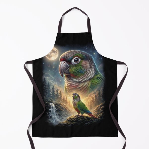 Item preview, Funny Green Cheek Conure Howling Moon Art Parrot Lover designed and sold by DoodleTortle.